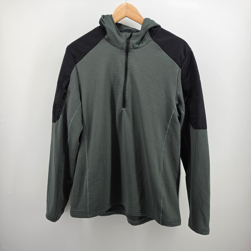 Triple Aught Design Hoodie Mens Large Gray Black Grid Fleece 1/4 Zip USA